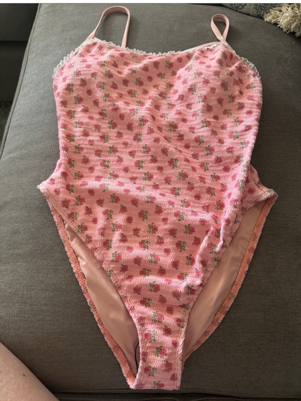 Dippin Daisy’s Nicolette One Piece Swim in Sugar Plum Pink Floral Crinkled - Picture 4 of 5
